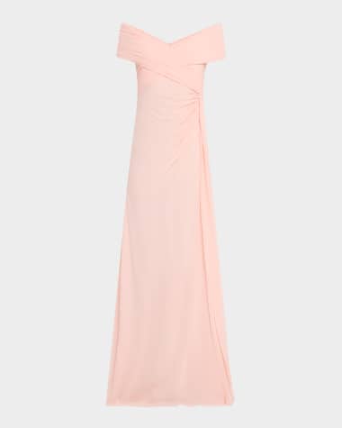 Badgley Mischka Collection Draped Off-Shoulder Gown