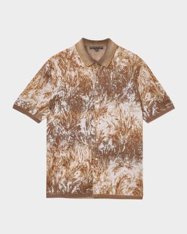 John Varvatos Men's Demonte Palm Jacquard Short-Sleeve Shirt