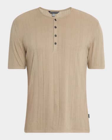 John Varvatos Men's Ciel Ribbed Henley T-Shirt