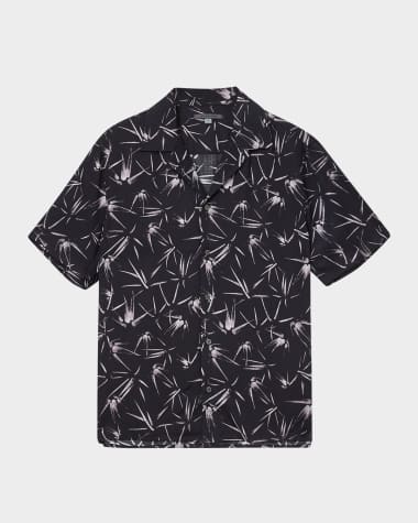 John Varvatos Men's Dan Thorn-Print Camp Shirt