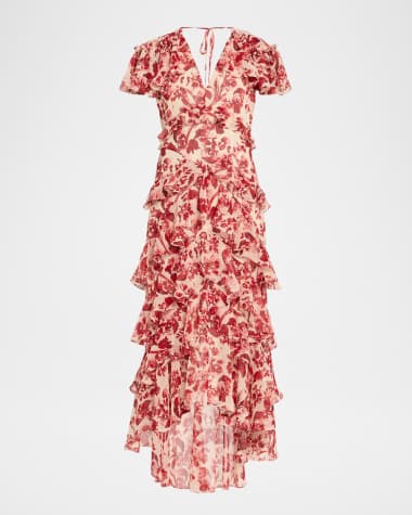 Cinq a Sept Tatum Floral Ruffled Maxi Dress
