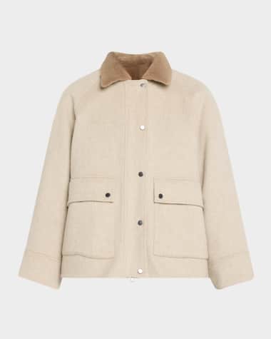 Brunello Cucinelli Cashmere Coat With Removable Sheep Shearling Liner And Collar