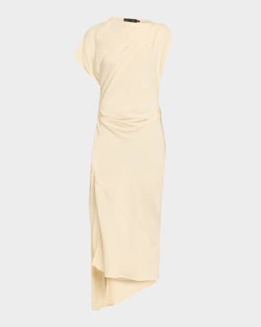 Proenza Schouler Hallie Hammered Viscose Draped Midi Dress