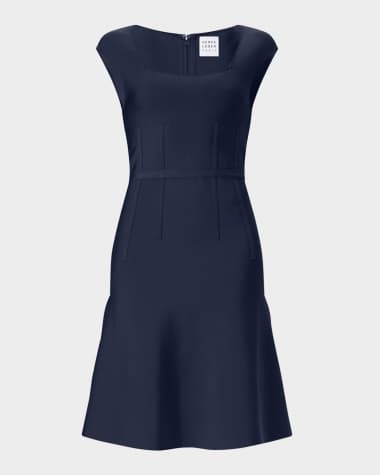 Herve Leger The Beatrice Seamed Cap-Sleeve Dress