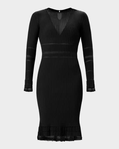 Herve Leger The Connie Ribbed Illusion Bodycon Dress