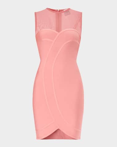 Herve Leger The Helena Rib Knit Bodycon Mini Dress