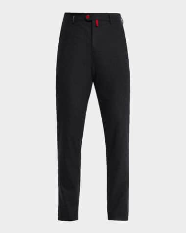 Kiton Men's Wool Flannel Slim Flat-Front Pants