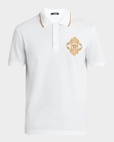 Versace Men's Barocco Crest Pique Polo Shirt