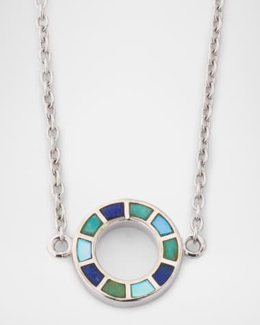 Jan Leslie Lapis, Blue MOP and Turquoise Dash Circle Single Station Necklace