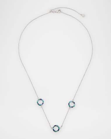 Jan Leslie Lapis, Blue MOP and Turquoise Dash Circle Triple Station Necklace