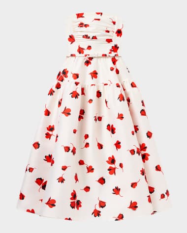 Self-Portrait Floral Taffeta Midi Dress