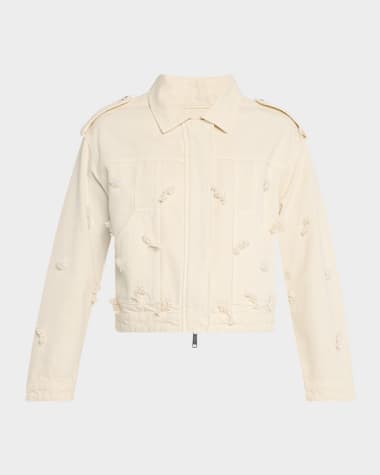 Self-Portrait Floral Denim Jacket