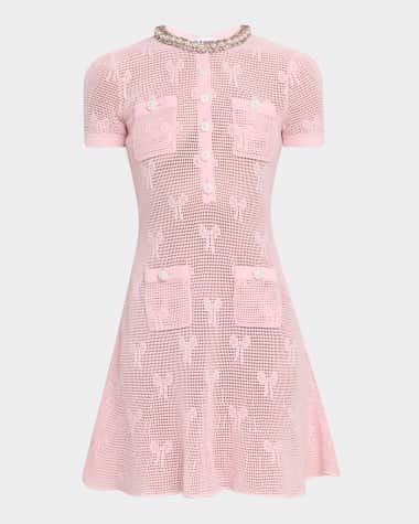 Self-Portrait Bow Crochet Mini Dress