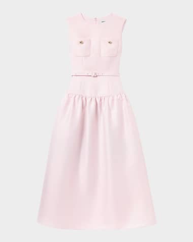Self-Portrait Belted Taffeta Midi Dress