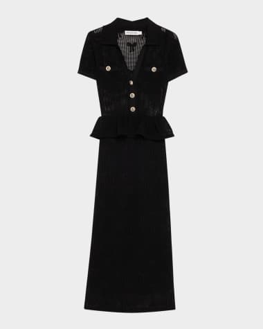 Self-Portrait Bow Crochet Midi Dress