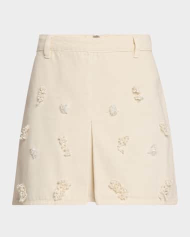 Self-Portrait Floral Beaded Mini Skirt