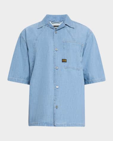 G-STAR RAW Men's Relaxed Chambray Camp Shirt