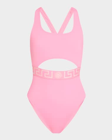 Versace Greca Border Cutout One-Piece Swimsuit
