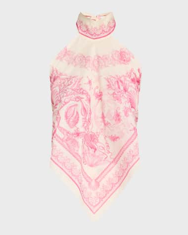 Versace Underwater Barocco Foulard Coverup Top