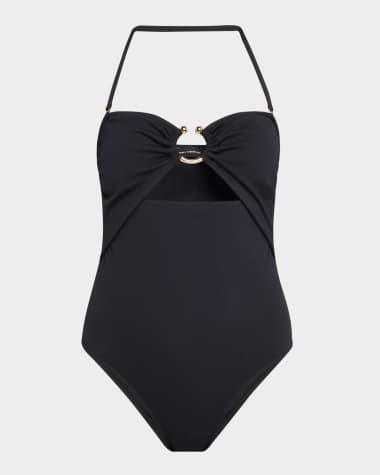 Lenny Niemeyer Ring Detail Bandeau One-Piece Swimsuit