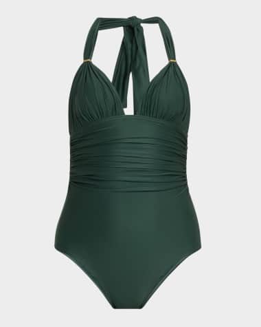 Lenny Niemeyer Ruched Halter One-Piece Swimsuit