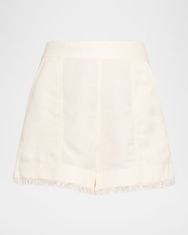 SIMKHAI Dax Fringe Linen-Blend Shorts