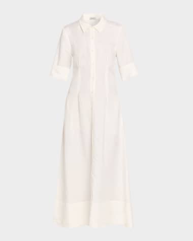 SIMKHAI Claudine Linen-Blend Midi Shirtdress