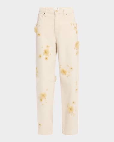 FRAME Embellished Low-Slung Barrel Jeans