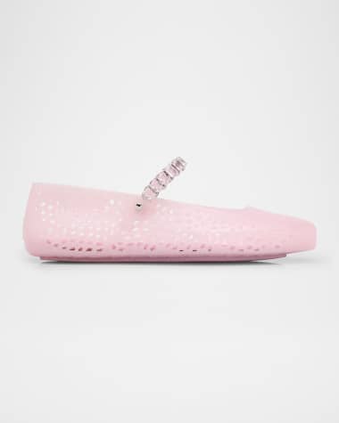 Jimmy Choo The Jelly Glitter Crystal-Strap Ballerina Flats