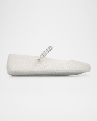 Jimmy Choo The Jelly Glitter Crystal-Strap Ballerina Flats