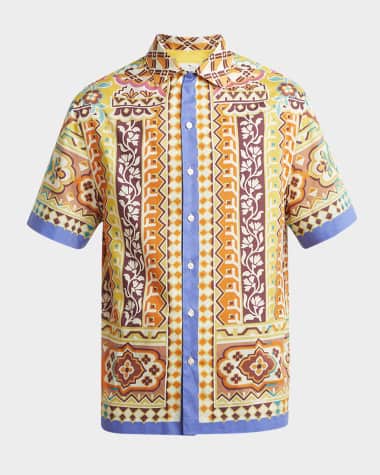Etro Men's Ornate Floral Short-Sleeve Shirt