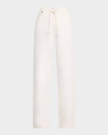 Derek Lam 10 Crosby Dunn Drawstring Wide-Leg Jeans with Crochet Trim
