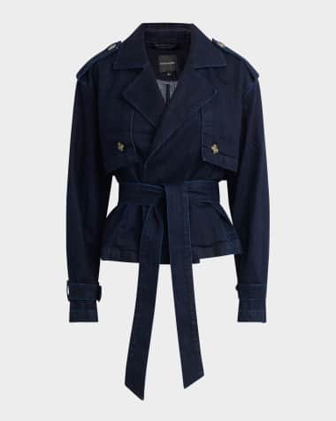 Favorite Daughter The Charles Cropped Denim Trench Coat
