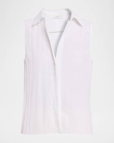 Vince Sleeveless Boxy Button-Front Shirt