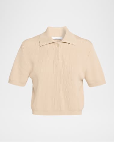 Vince Ribbed Polo Top