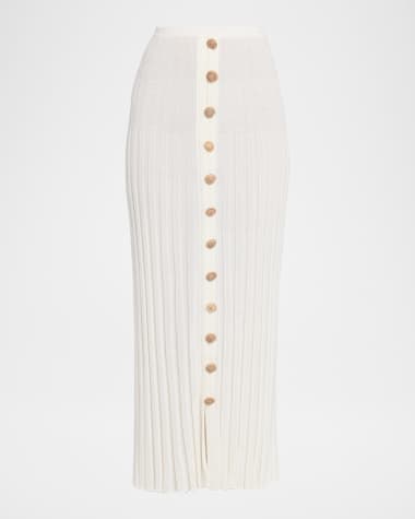 Christopher Esber Sundial Shell Button-front Sunray Knit Maxi Skirt
