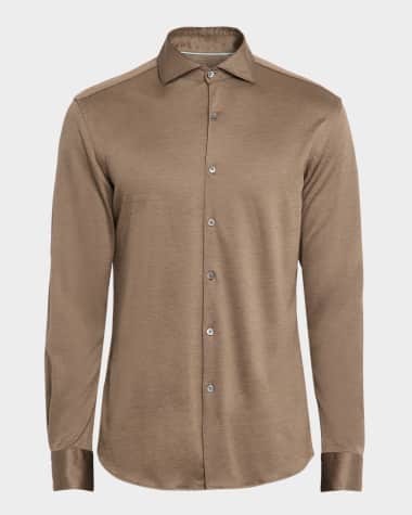 Canali Men's Cotton and Lyocell Jersey Sport Shirt