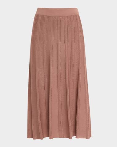 Misook A-Line Textured Knit Midi Skirt