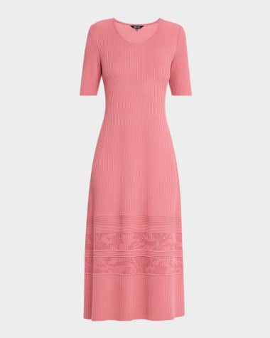 Misook A-Line Ribbed Soft Knit Midi Dress