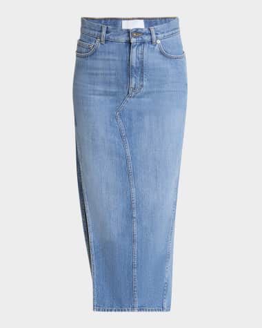 Givenchy Side-Slit Denim Midi Skirt