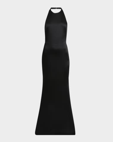 Givenchy Halter Satin Backless Trumpet Gown