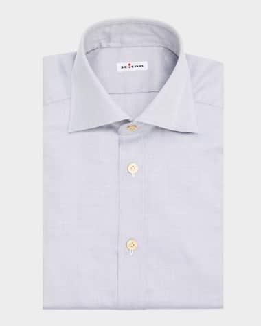 Kiton Men's Cotton Point-Collar Dress Shirt