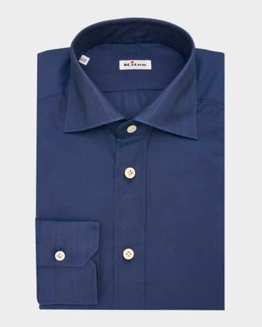 Kiton Men's Cotton Point-Collar Dress Shirt