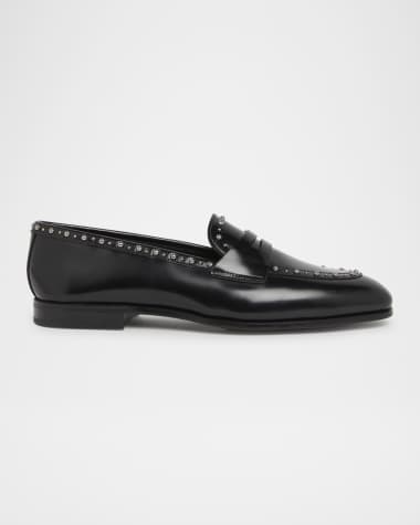 Church's Onyx Met Studded Leather Penny Loafers