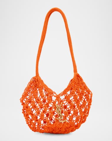 Saint Laurent Small YSL Crochet Shopper Tote Bag