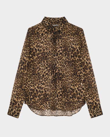 Nili Lotan Gaia Polka-Dot Silk Slim Button-Down Shirt