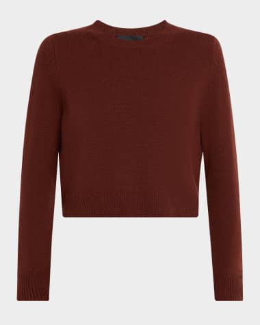 Nili Lotan Venus Dark Rust Cashmere Crop Sweater