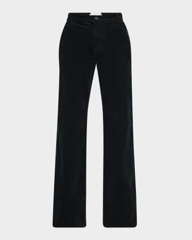 Nili Lotan Roe Cotton Stretch Velvet Bootcut-Leg Pants