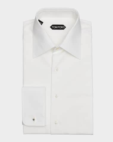 TOM FORD Men's Poplin Piquet French Cuff Dress Shirt