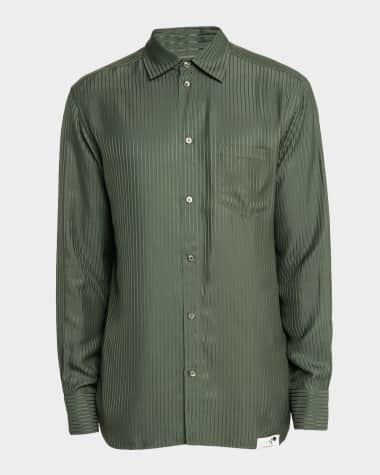 Golden Goose Men's Vertical Stripe Pocket Button-Down Shirt